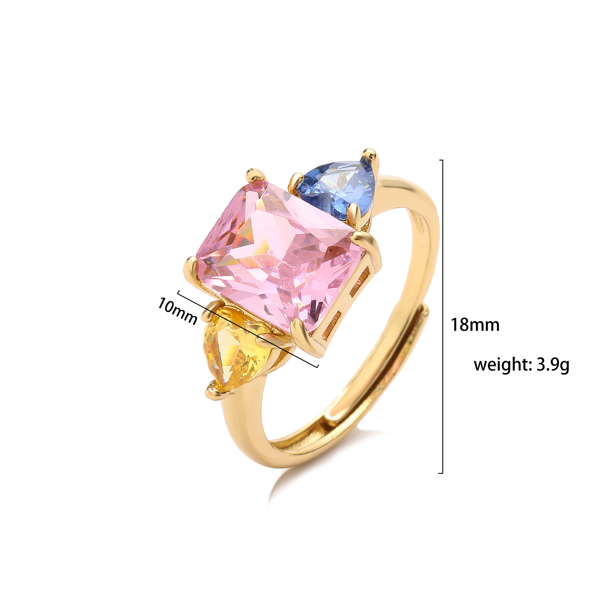 Sweet C Shape Square Water Droplets Copper Rings Earrings In Bulk display picture 5