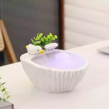 陶瓷鱼缸可爱鸭子自动循环流水摆件办公桌面客厅玄关招财猫咪饮水