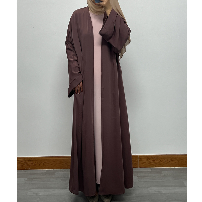 F390 Cross-Border Foreign Trade Middle East Dubai Women's Solid Color Zipper Cardigan Robe In-Stock Fashionable Loose_ecoleips.com