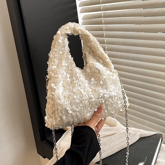 Cross-Border Trendy Sequin Handbag for Women 2026 New Style Shoulder Bag European and American Fashion Chain Crossbody Bag for Women