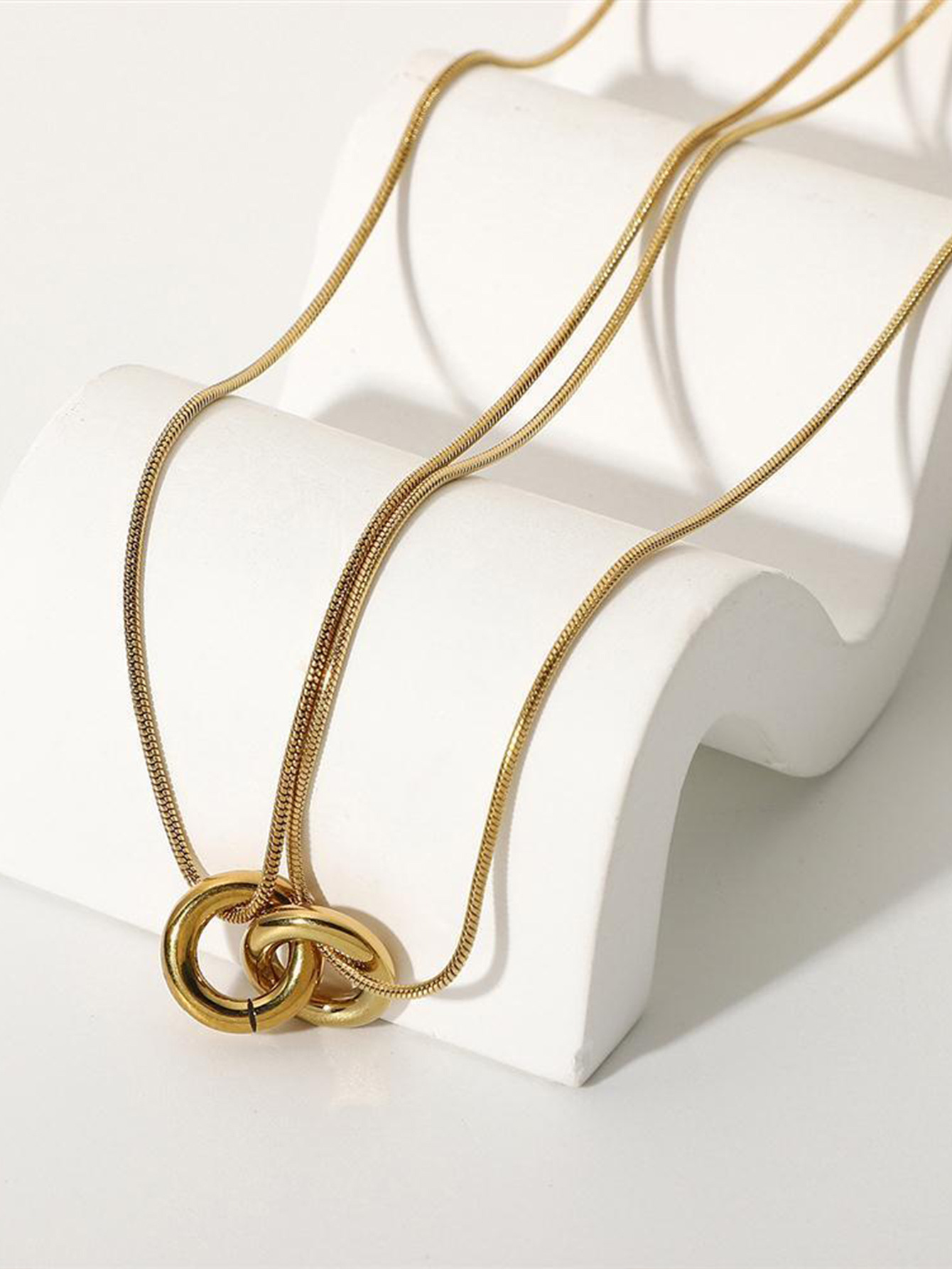Titanium Steel Chain Material Wholesale Jewelry Modern Style Circle Titanium Steel Plating Necklace Snake Chain