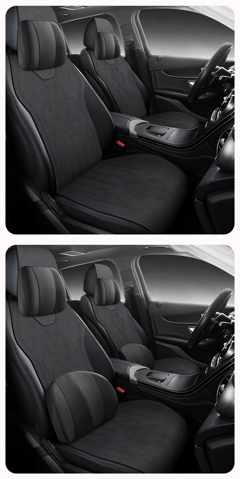 Customized all-season car seat cushion, suede perforated seat pad, breathable high-grade artificial leather saddle pad