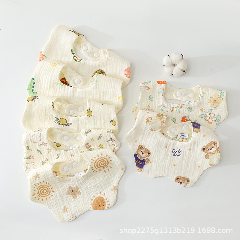 Source Factory Hot-Selling Saliva Towel, Class a Baby All-Cotton 4-Layer Gauze Newborn Petal Bib, Baby Bib