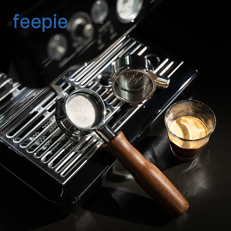 Feepie Coffee Pie E61 Coffee Machine Bottomless Handle Stainless Steel Huijia Handle Walnut 51/53/58mm
