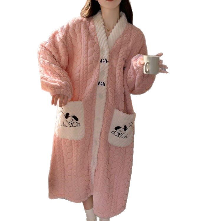 Pijama de mujer otoño y invierno pequeño viento fragrante hojas de terciopelo pijama relajado ocio calentamiento grueso transmisión en vivo ropa de hogar transfronteriza
