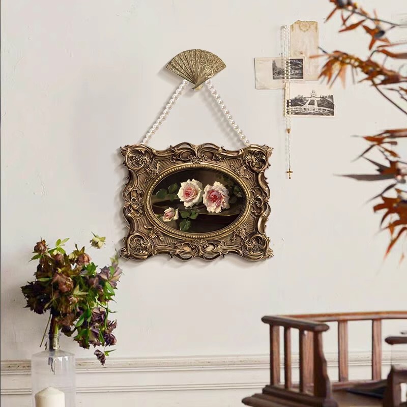 French Classical Baroque Pearl Hallway Decorative Painting American Middle Chinese Rose Living Room Hanging Painting Bedroom Table Photo Frame