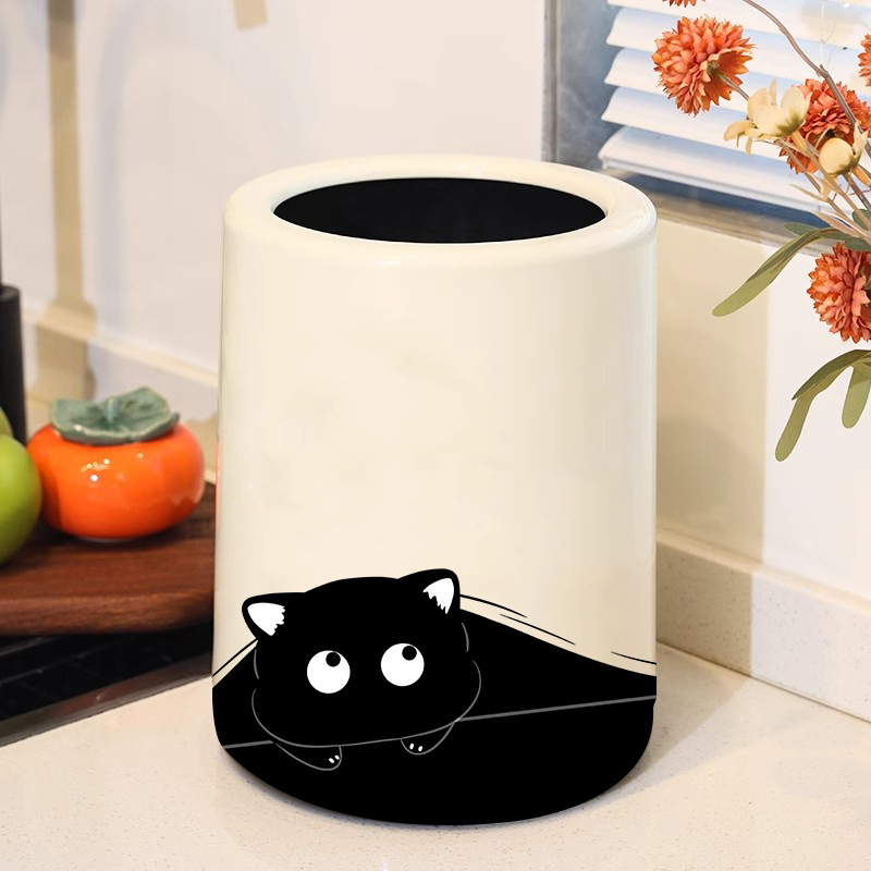 High-looking trash can home living room modern simple light luxury rocking lid straight kitchen bathroom new paper basket