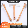 Wooden street agricultural double-sided tools set, 3 piece set