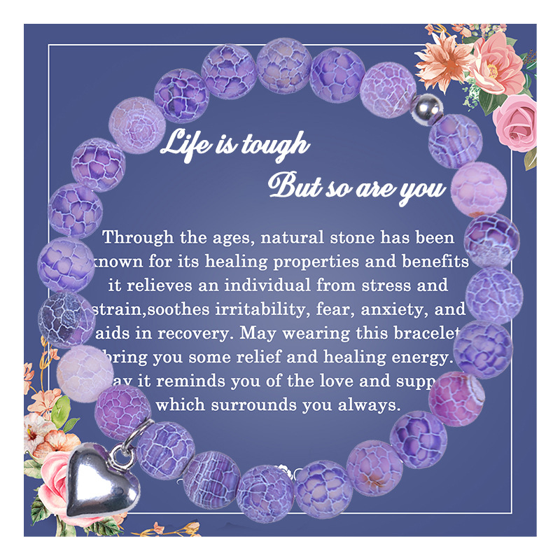 Fashion Heart Shape natural stone Agate Beaded Bracelets 1 Piece