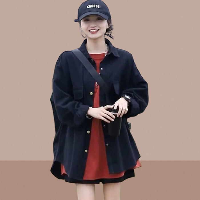 休闲衬衫外套女长袖2025春秋新款小个子爆款宽松慵懒风设计感上衣|undefined