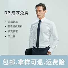 100本の双紫白色成衣無熱天糸綿帯弾力シャツ男性春秋職業服装シャツ