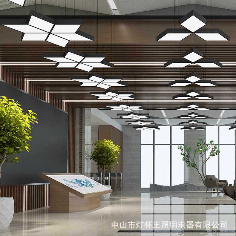 LED lámpara de forma de diamante sala de exposiciones oficina de conferencias gimnasio supermercado creativo lámpara de empalme de forma especial