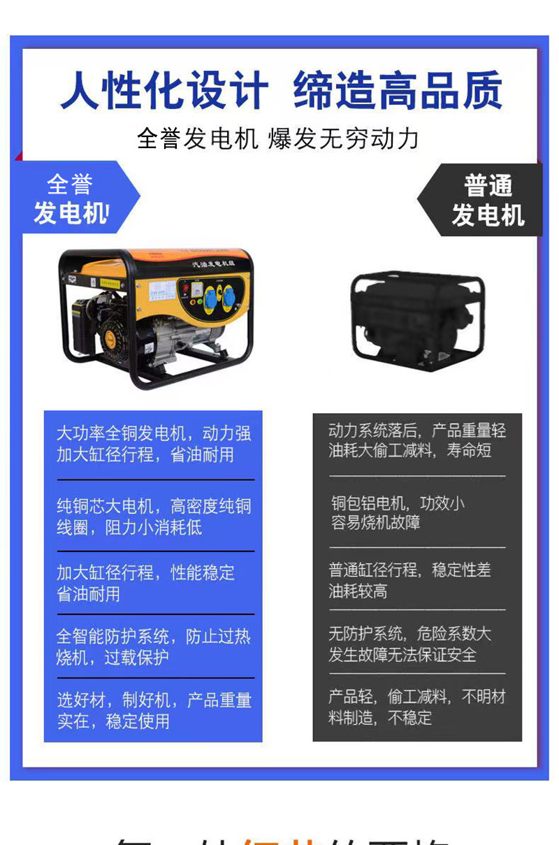 In-stock generator 220V 5KW 8KW outdoor open-frame low-noise single-phase three-phase dual-voltage gasoline generator