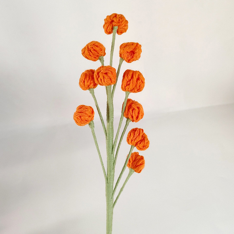 Ramo de flores eternas tejidas a mano multicolor acabado flor falsa Ramo de frutas pequeñas tejidas a todo fósforo de lana con hierba