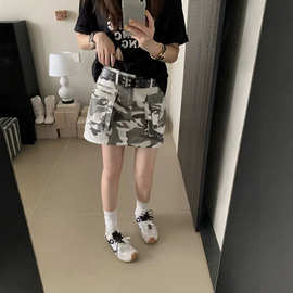 26050711 库  ICC600565 美式甜酷迷彩工装牛仔短裙