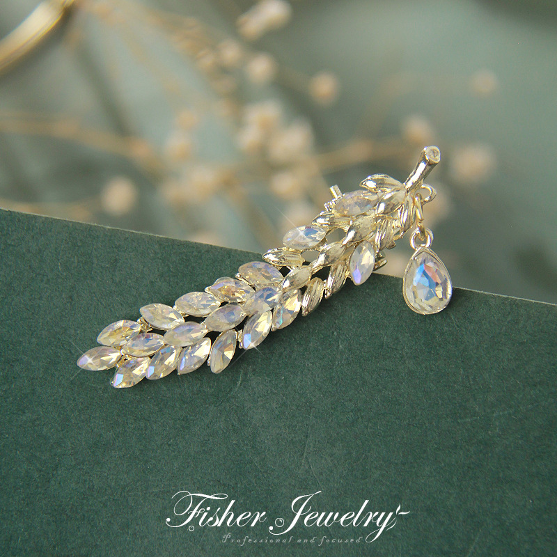 New fashion alloy pendant crystal duck bill clip wheat fringe clip bangs clip full diamond three-dimensional diamond hair clip side