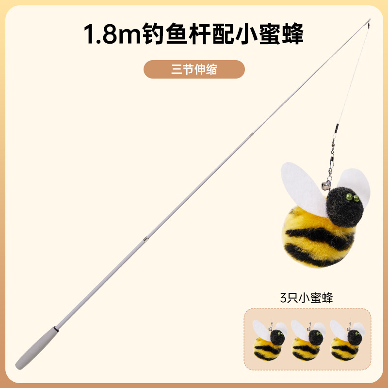 El nuevo palo de gato divertido, caña de pescar retráctil, simulación súper larga, abejita, juguetes interactivos para gatos