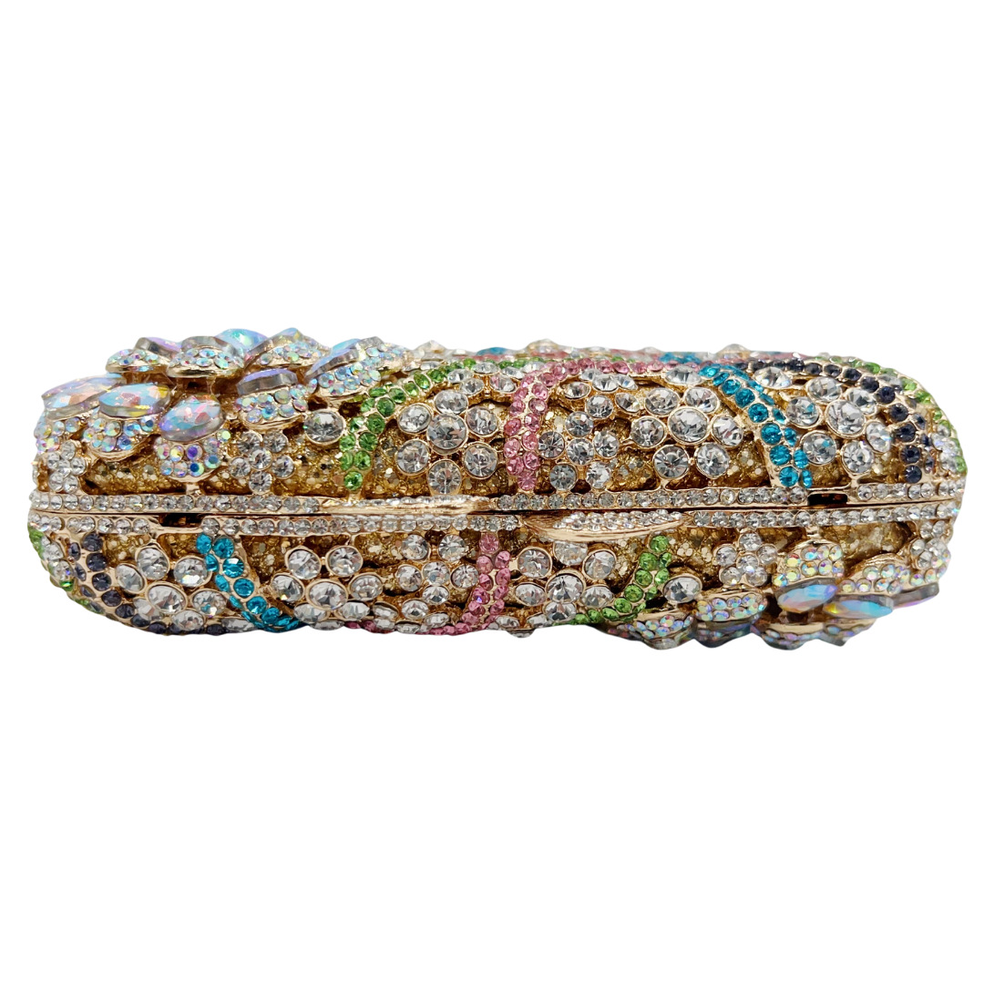 Túi clutch nữ đính kim cương cắt kim loại dự tiệc — màu vàng, hồng