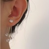 Fashionable retro small design earrings with tassels from pearl, double wear, simple and elegant design, trend of season