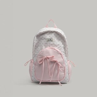 Japanese-Style Ins Cute Sweet Backpack for Women 2025 New Large Capacity Versatile College Style Bow Polka Dot Bag