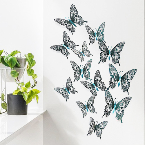 Lively Butterfly Series Decor Wall Sticker, Hollow Butterfly DIY Pearl Paper Realistic Butterfly LK10 Ten Colors