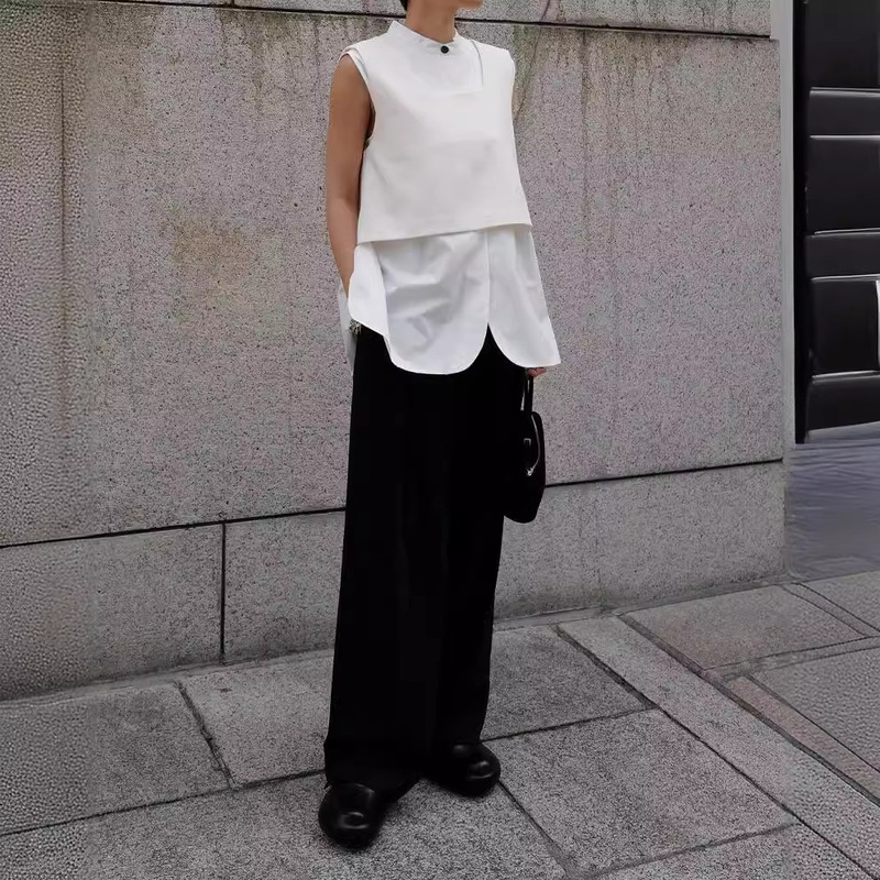 Dry Crane Spring and Summer New Japanese Simple Fashionable Ins Blogger Designer Art Vest Profile Top Vest for Women