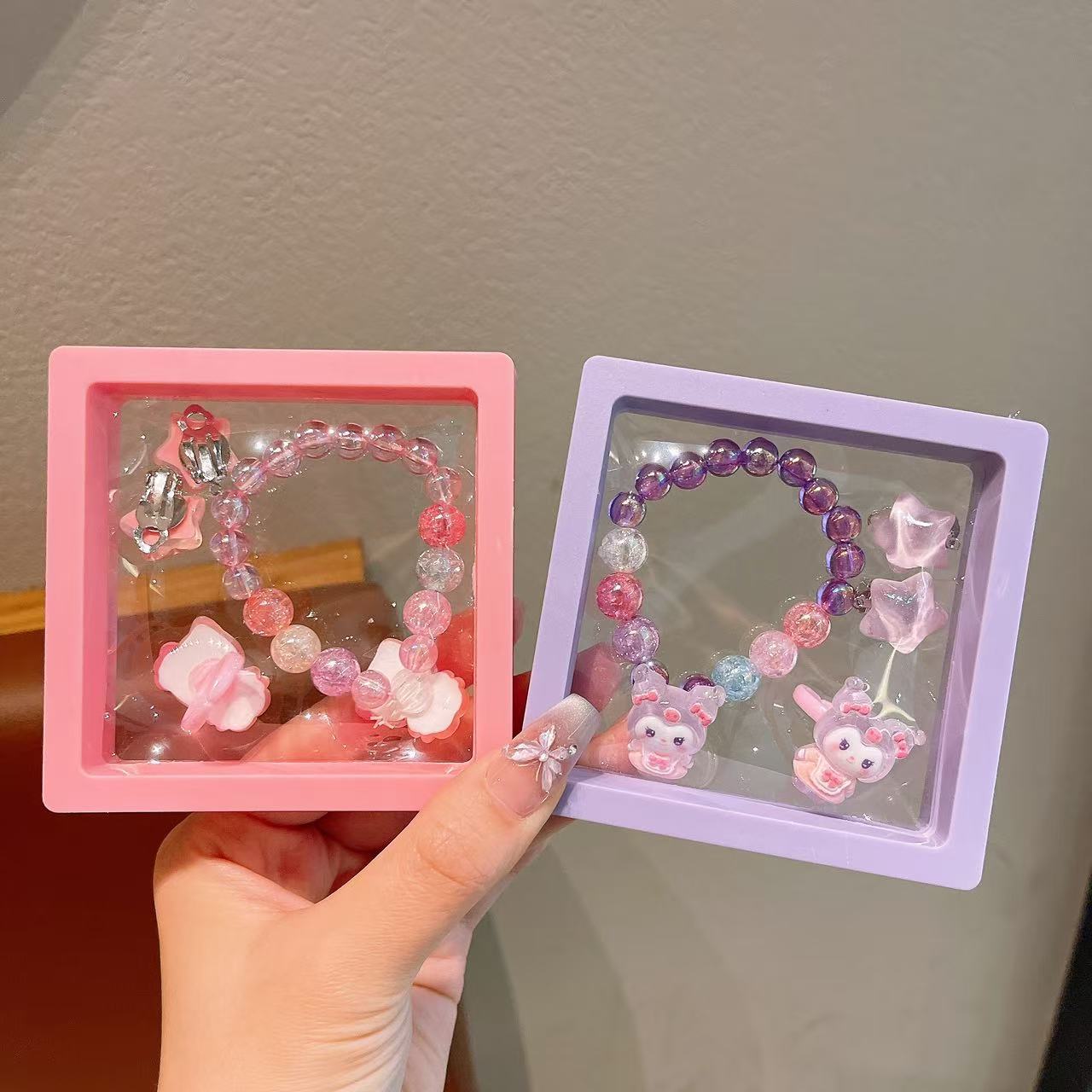 Niñas lindas pulseras princesas de dibujos animados joyas para niñas niños dulces colgantes de color caramelo pulseras de cuentas pulseras