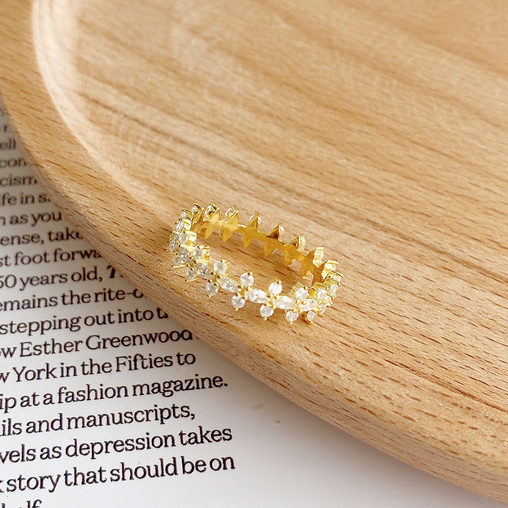 Luxurious Geometric Sterling Silver Plating Zircon Rings