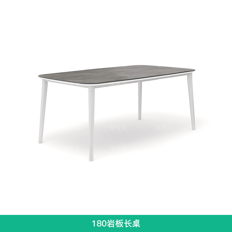 Mesas y sillas de ratán para exteriores, muebles de ocio impermeables y resistentes al sol para patio exterior, conjunto de mesa larga de teca para jardín o balcón de villa