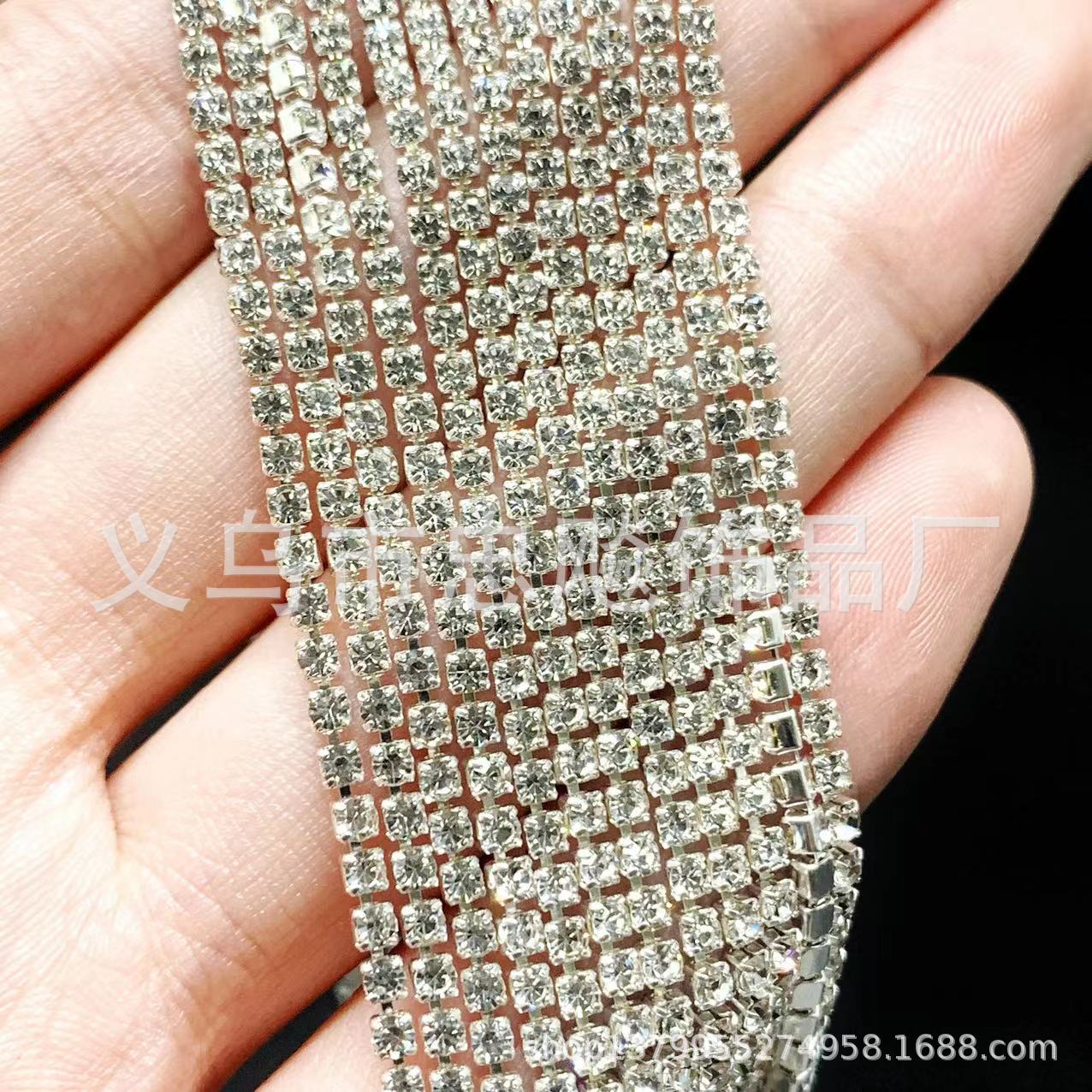Cadena de garra encriptada de 1.5-4mm, cadena de diamantes de imitación, cadena de garra de cobre, cadena para vestido de novia, cadena para arte de uñas, cadena de encaje DIY hecha a mano para ropa, zapatos y sombreros