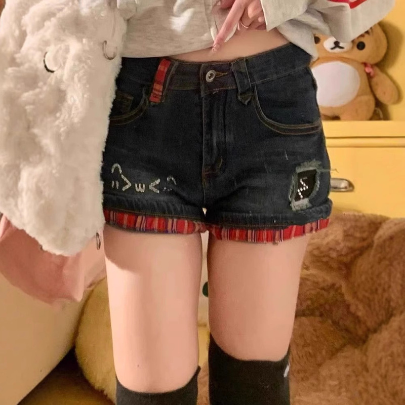 Plus Size Y2K Retro Spicy Low-Rise Denim Shorts for Women 2025 Spring Slimming Sexy A-Line Hip-Hugging Shorts