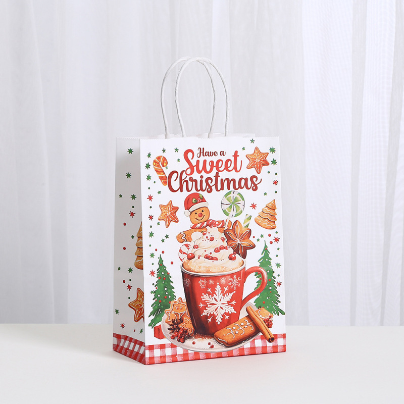プリントショッピングバッグ卸売クラフト紙袋パーティーギフトギフトバッグテイクアウトバッグクリスマスジンジャーブレッドマントートバッグ|undefined