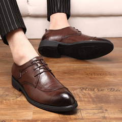 Trendy leather shoes for men, business formal, casual leather shoes for work, British leather grooms, wedding leather shoes, one piece drop shipping