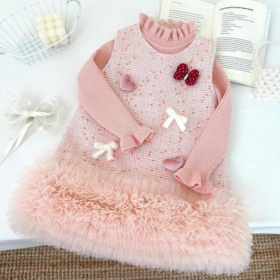Girl's Autumn and Winter Clothing dress Children's Chanel Style Princess Skirt Little Girl's fleece-lined Tank Dress suit Tutu Dress