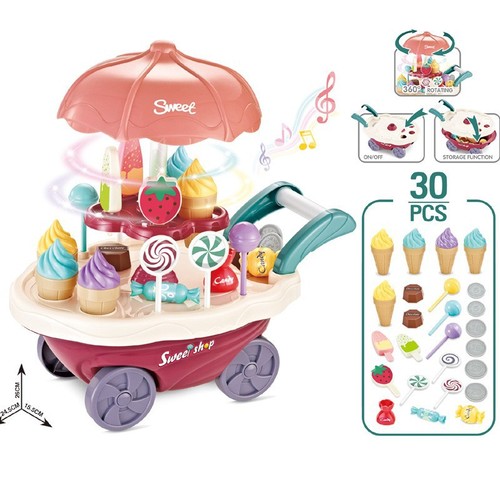Children's kitchen play house accessories simulation tableware mini ice cream candy trolley ice cream supermarket store toys