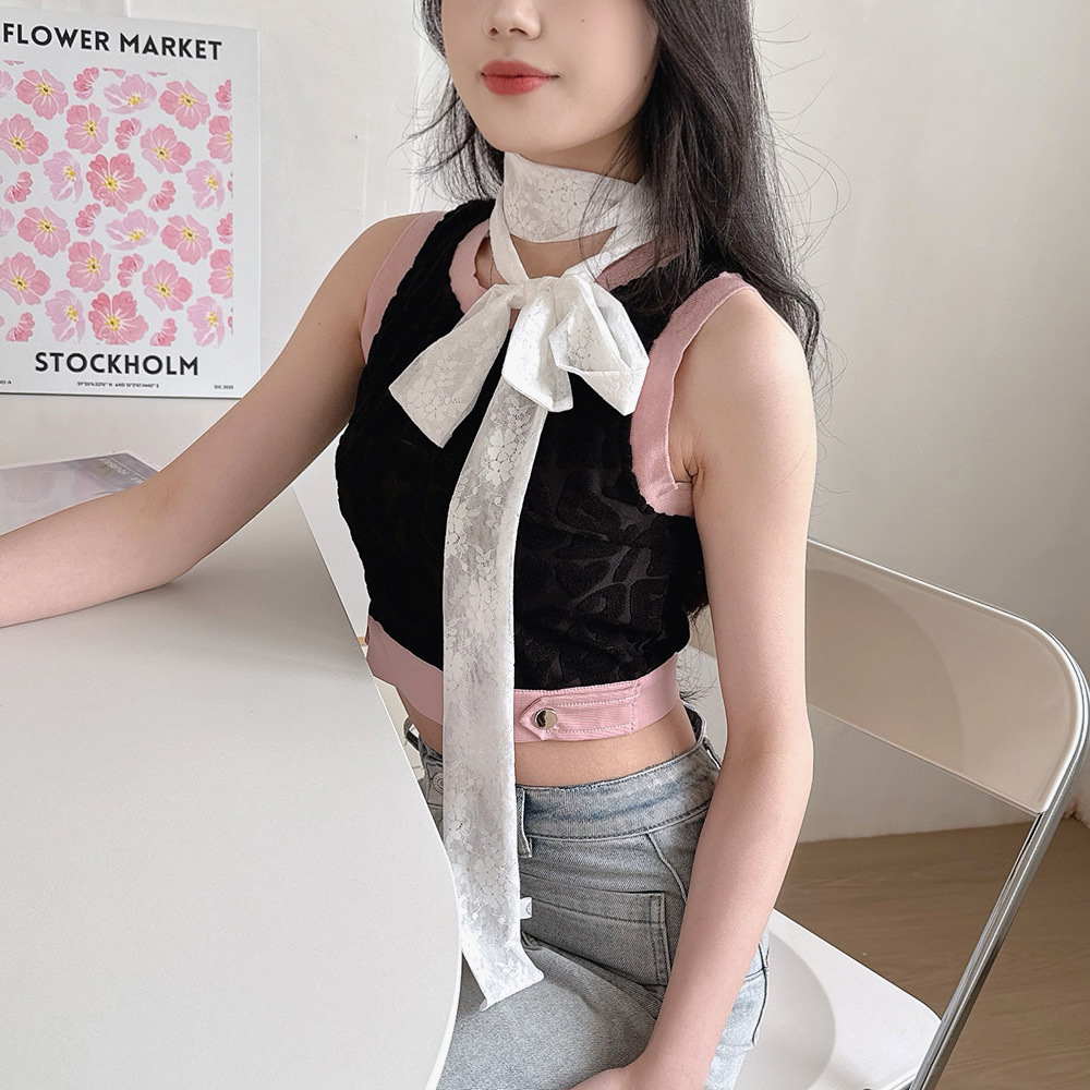 하이 퀄리티 더블 레이어 탄성 레이스 슈퍼 긴 장식 스카프 스카프 여성의 봄 여름 가을 넥타이 헤어 밴드 다기능 벨트