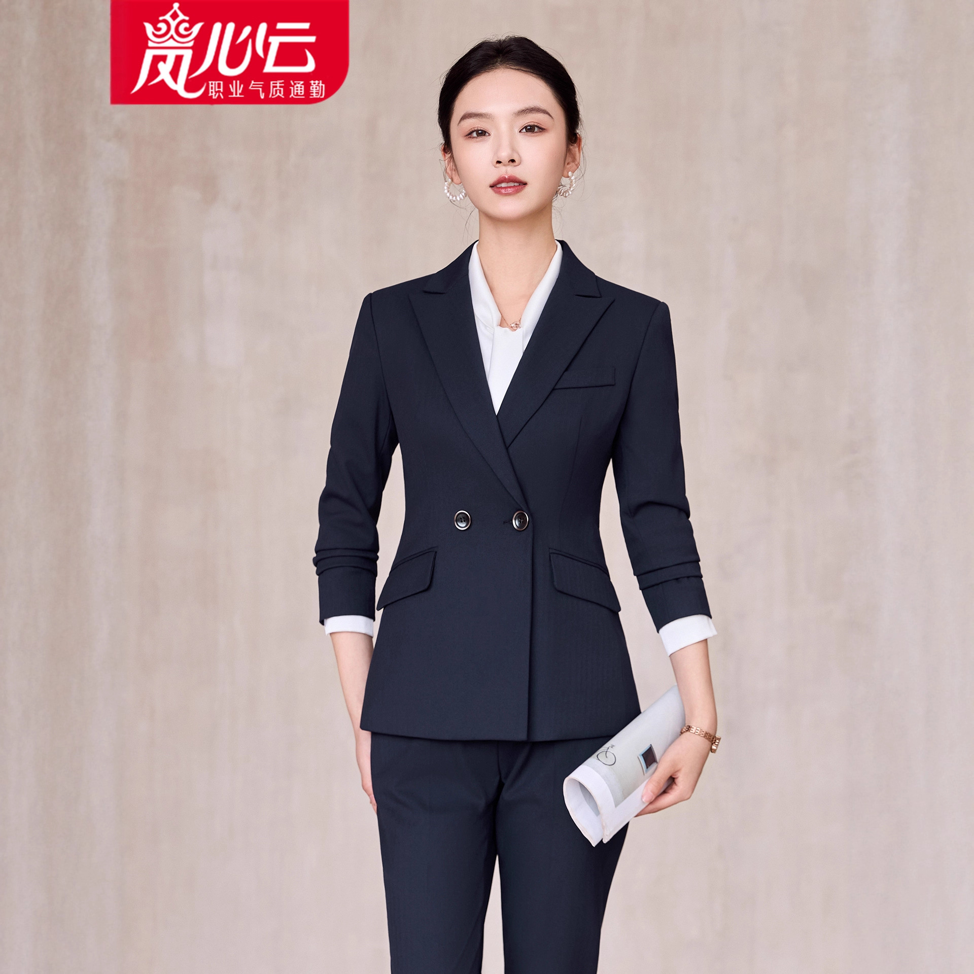 黑色西装套装女公务面试正装通勤气质白领经理工作服酒店前台西服