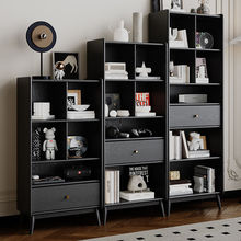 全实木书柜橡木复古黑色轻奢中古立柜美式法式书架客厅家居储物柜