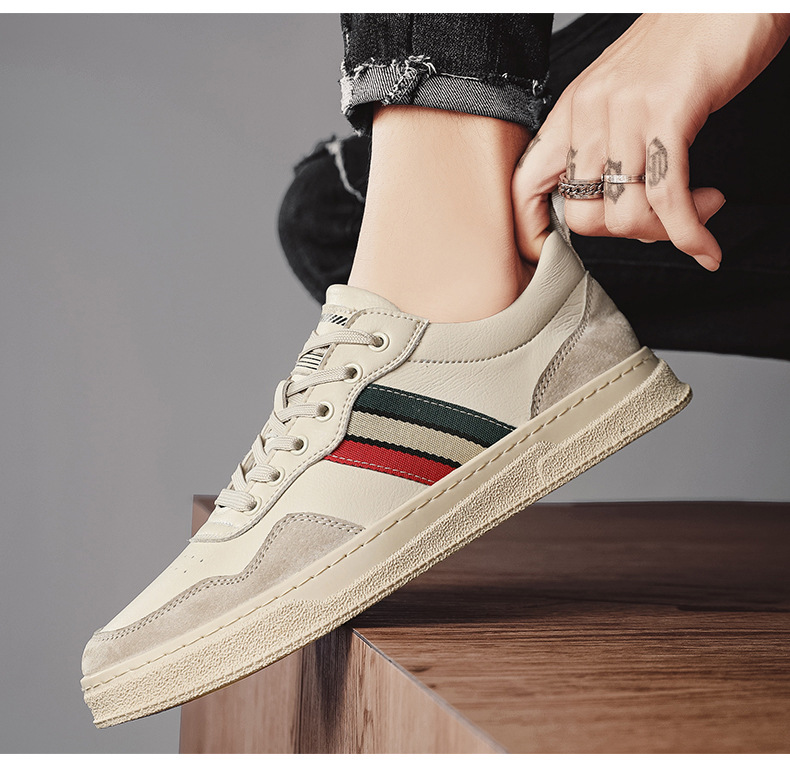 Herbst koreanische Mode lässige Turnschuhe neue Herren All-Match-Leder weichen Boden weiße Schuhe trendige Schuhe_voghion.com