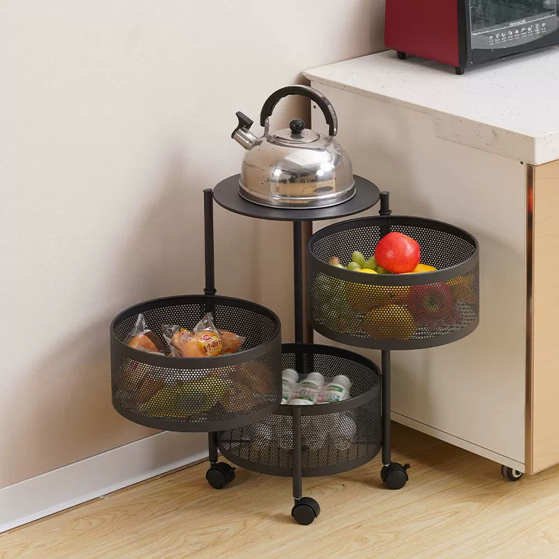 Multifunctional Rotating Storage Rack, Multi-Layer Basket Organizer with Wheels, 1–5 Layers