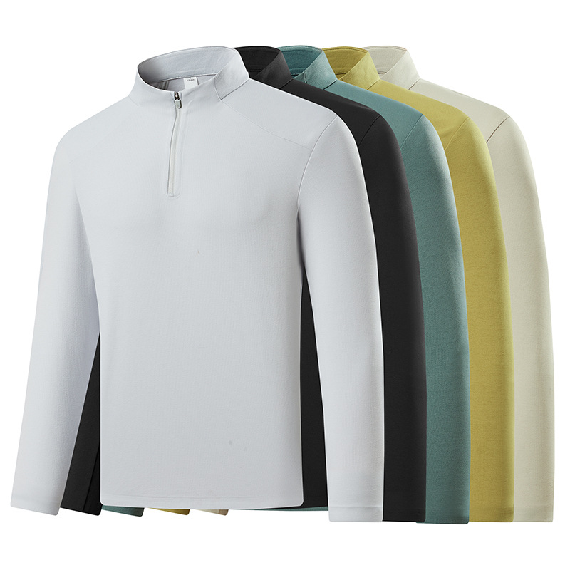 Couple's Half-Zip Stand-Up Collar Fleece Sweatshirt for Men, Autumn and Winter Warm Skin-Friendly Base Layer, Outdoor Sports Long-Sleeve T-Shirt for Women