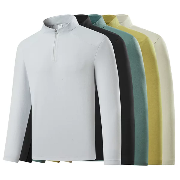 Couple's Half-Zip Stand-Up Collar Fleece Sweatshirt for Men, Autumn and Winter Warm Skin-Friendly Base Layer, Outdoor Sports Long-Sleeve T-Shirt for Women