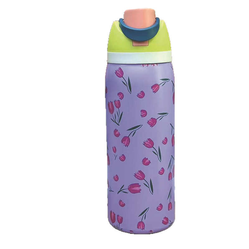 Taza termo Owala transfronteriza, taza de agua de acero inoxidable 304, taza portátil con asa, taza de doble uso, taza con pajita, gran capacidad