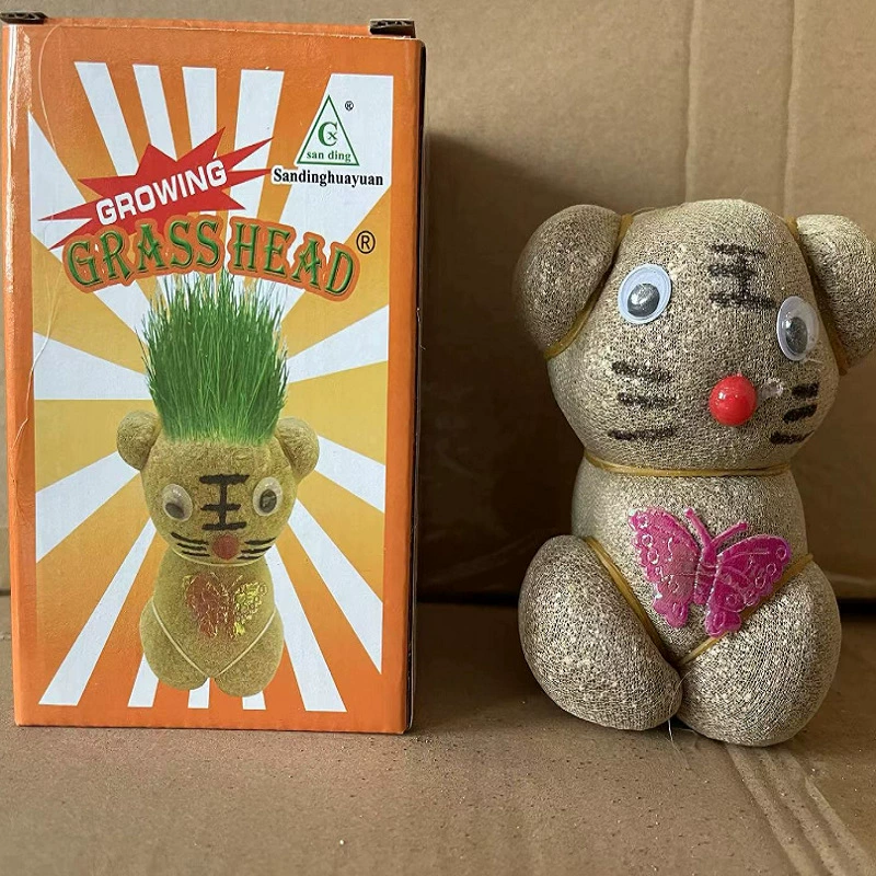 Посадка Поливается Длинная Трава Рожь Кошка Трава Выращивание Игрушка Тигр Трава Кукла Форма Животного Трава Голова Кукла