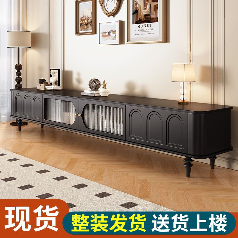 Medieval Style Tv Cabinet Solid Wood Coffee Table Combination French Simple Floor-Standing Rental House American Storage Cabinet with Drawers