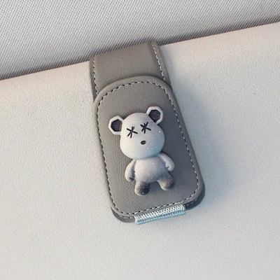 Glasses Clip Car Sun: Car Glasses Clip/Bill Clip - gray-gray-xx-bear