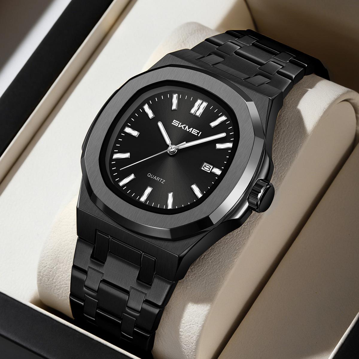 Momento de negocios de acero 30 metros reloj de cuarzo impermeable calendario único reloj de hombre comercio exterior suministro transfronterizo al por mayor
