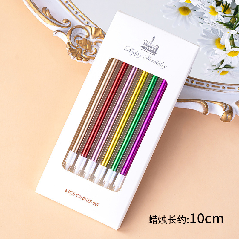 Velas de cumpleaños doradas giratorias de rosca de aluminio dorado tarta de fiesta larga varilla dorada rosca de lápiz vela delgada