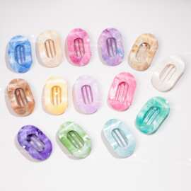 跨境爆款大理石扁平圆形发夹高级感盘发抓夹女后脑勺鲨鱼夹子批发