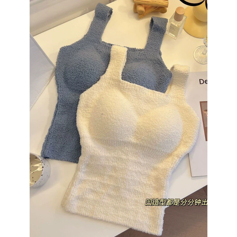 С нагрудным ковриком и пушистым камзолом жилет из кашемира плюшевый теплый нижний свитер осенью и зимой без бюстгальтера